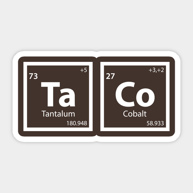 Taco (Ta-Co) Periodic Table Sticker by n23tees